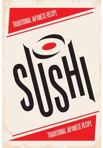 Ceduľa Sushi mix Vintage style 30cm x 20cm Plechová tabuľa