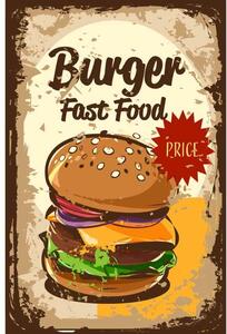 Ceduľa Burger - Fast Food 40 x 30 cm Plechová tabuľa