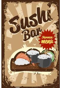 Ceduľa Restaurant Menu Sushi Bar Vintage style 30cm x 20cm Plechová tabuľa