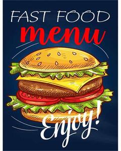 Ceduľa Restaurant Menu - Fast Food Menu Vintage style 30cm x 20cm Plechová tabuľa