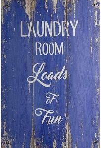 Retro Cedule Drevená Ceduľa Laudry Room blue