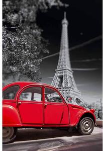 Ceduľa Retro Foto Paríž Red Car Vintage style 30cm x 20cm Plechová tabuľa