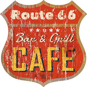 Ceduľa Route 66 Cafe štít 30x30 cm Plechová tabuľa