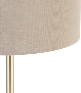 Klasická stolná lampa z mosadze s tienidlom svetlohnedá 35 cm - Simplo