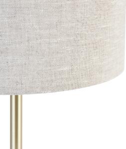 Klasická stolná lampa mosadz s tienidlom svetlošedá 35 cm - Simplo