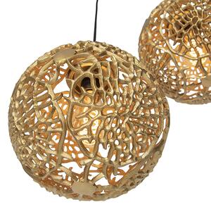 Art Deco závesná lampa zlatá okrúhla 3-svetlá - Maro