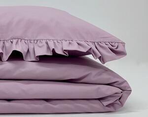 Bavlnená posteľná bielizeň s volánikom, levanduľová