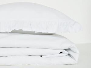 Bavlnená posteľná bielizeň s volánikom, biela