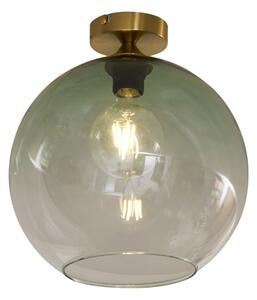 Stropné svietidlo Art Deco mosadzné so zeleným sklom - Sandra