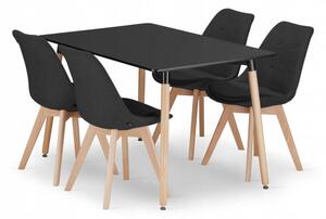 Jedálenský stôl ADRIA čierny so štyrmi stoličkami NORI čierne / hnedé