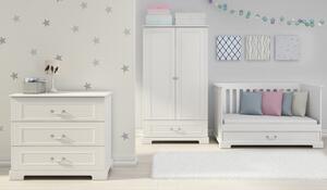Detská postieľka so šuflíkom Ines elegant white 70x140