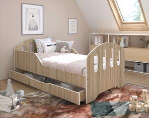 Detská posteľ SMILE so šuflíkom 160 x 80 cm v dekore dub sonoma