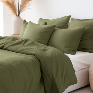 Goldea bavlnené posteľné obliečky - olivové 140 x 200 a 70 x 90 cm