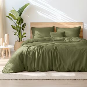 Goldea bavlnené posteľné obliečky - olivové 220 x 200 a 2ks 70 x 90 cm (šev v strede)