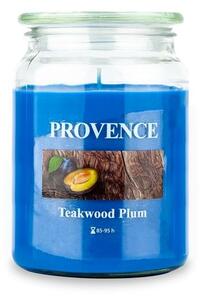 Provence Vonná sviečka v skle PROVENCE 95 hodín teakové drevo a slivka