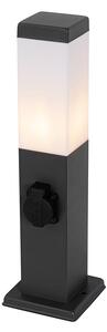 Vonkajšia lampa tmavosivá 45 cm so zásuvkou IP44 - Malios