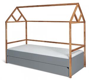 Detská posteľ Domček so šuflíkom Lotta Grey 90x200