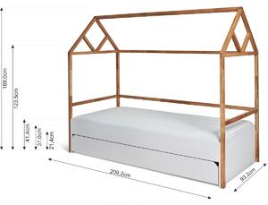 Detská posteľ Domček so šuflíkom Lotta Snow 90x200