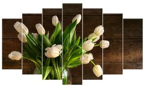 Obraz na plátne Biele tulipány - 7 dielny Rozmery: 140 x 80 cm