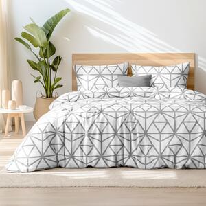 Goldea bavlnené posteľné obliečky - sivé geometrické tvary na bielom 140 x 200 a 70 x 90 cm