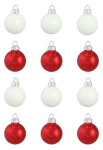 Set vianočných ozdôb v červenej a bielej farbe