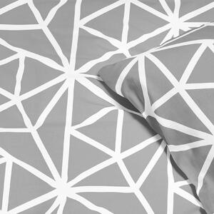 Goldea bavlnené posteľné obliečky - biele geometrické tvary na sivom 140 x 200 a 70 x 90 cm