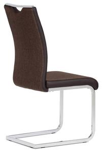 Moderná stolička čalúnená hnedou látkou v kombinácii s koženkou (a-410 hnedá)