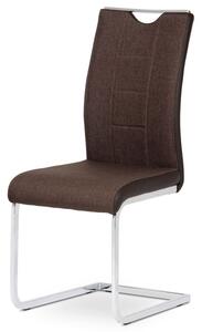 Moderná stolička čalúnená hnedou látkou v kombinácii s koženkou (a-410 hnedá)