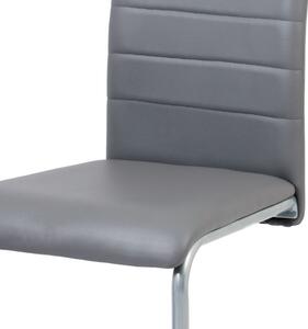 Moderná jedálenská stolička v šedej koženke s pohupovacou podnožou (a-102 šedá)
