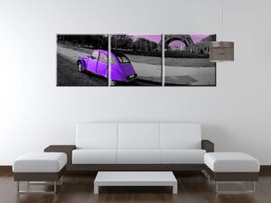 Gario 3 dielny obraz na plátne Fialový Citroën 2cv v Paríži Veľkosť: 90 x 30 cm