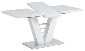 Dizajnový rozkladací stôl so zaujímavo riešenou podnožou biely (a-510 biely)