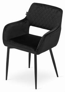 Jedálenská stolička AMALFI zamat čierna (čierne nohy)