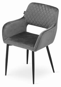 Jedálenská stolička AMALFI zamat sivý (čierne nohy)
