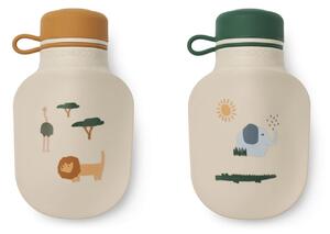 Silikonová fľaša na smoothie Lizzie Safari Sandy mix – set 2 ks