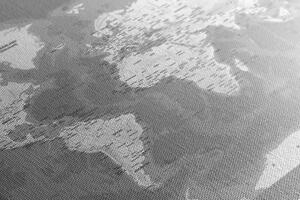 Obraz na korku štýlová čiernobiela mapa sveta