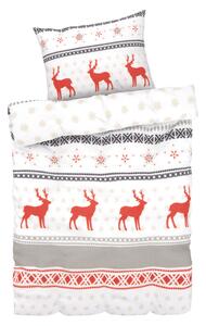 LIVARNO home Flaušová posteľná bielizeň, 140 x 200 cm, 70 x 90 cm (vianočný motív/biela) (100356566)