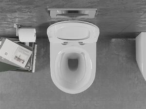 Mexen LENA Rimless, závesná WC misa so sedátkom pomaly-padajúcim SLIM, 48 x 36 cm, gazeta, 30224099