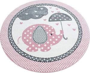 Ayyildiz Dětský kusový koberec KIDS 0570, kulatý, Růžová Rozmer koberca: 120 cm KRUH