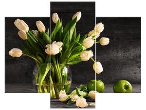Gario 3 dielny obraz na plátne Krémové tulipány Veľkosť: 90 x 70 cm