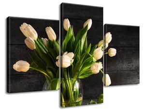 Gario 3 dielny obraz na plátne Krémové tulipány Veľkosť: 90 x 60 cm
