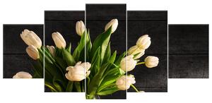 Gario 5 dielny obraz na plátne Krémové tulipány Veľkosť: 150 x 105 cm