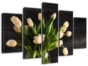 Gario 5 dielny obraz na plátne Krémové tulipány Veľkosť: 150 x 105 cm