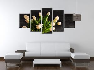 Gario 5 dielny obraz na plátne Krémové tulipány Veľkosť: 150 x 70 cm