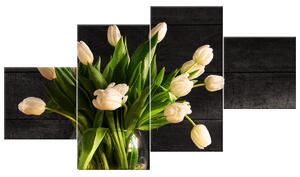 Gario 4 dielny obraz na plátne Krémové tulipány Veľkosť: 120 x 80 cm