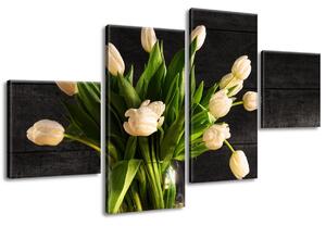 Gario 4 dielny obraz na plátne Krémové tulipány Veľkosť: 120 x 80 cm