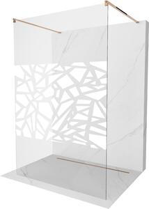Mexen, Mexen Kioto ścianka prysznicowa wolnostojąca 100 x 200 cm, transparent/biały wzór 8 mm, różowe złoto - 800-100-002-60-85