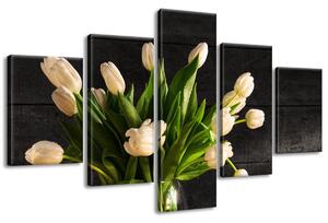 Gario 5 dielny obraz na plátne Krémové tulipány Veľkosť: 150 x 70 cm