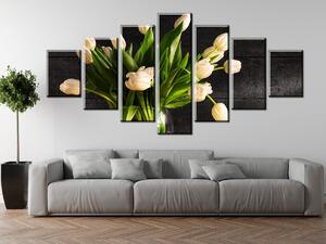 Gario 7 dielny obraz na plátne Krémové tulipány Veľkosť: 210 x 100 cm
