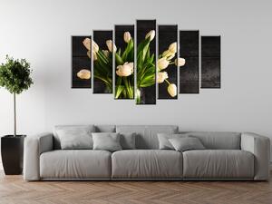 Gario 7 dielny obraz na plátne Krémové tulipány Veľkosť: 210 x 100 cm