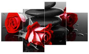 Obraz na plátne Roses and spa - 4 dielny Rozmery: 120 x 70 cm
